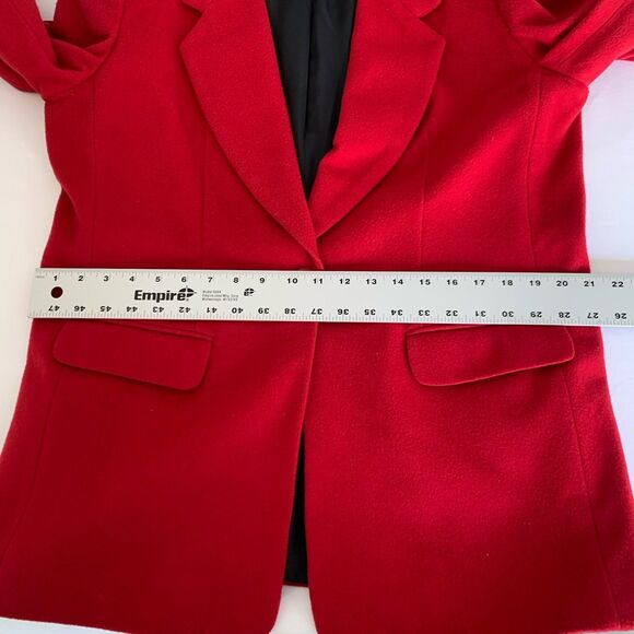 JG Hook Blazer Jacket Women 14 Red Wool Cashmere Holiday Christmas Glam VTG - Picture 9 of 11